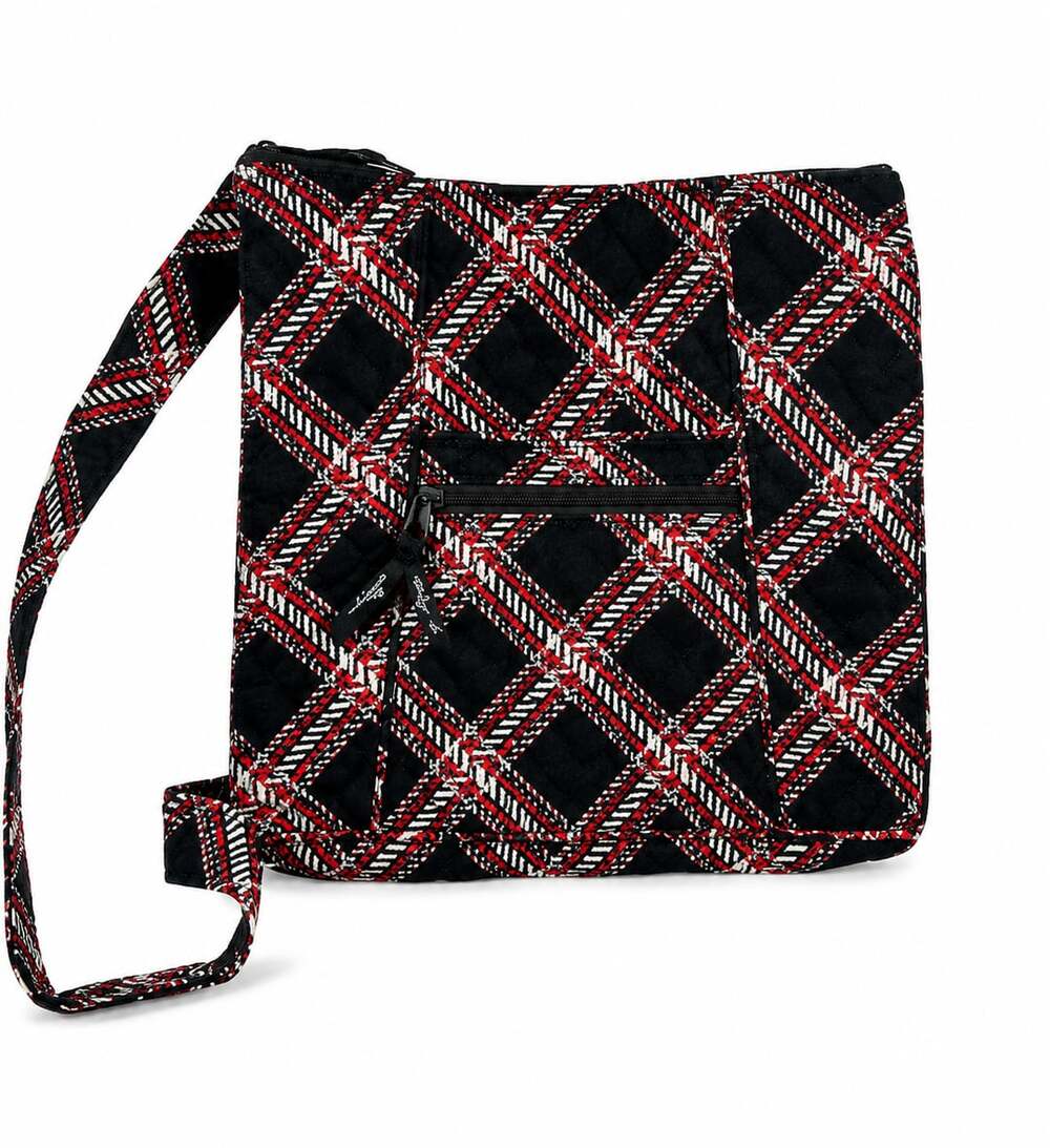 Vera Bradley Quilted Crossbody Bag Black Red Plaid Pattern